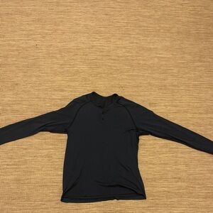 lululemon athletica dark blue Long Sleeve Henley with Reflective Logo